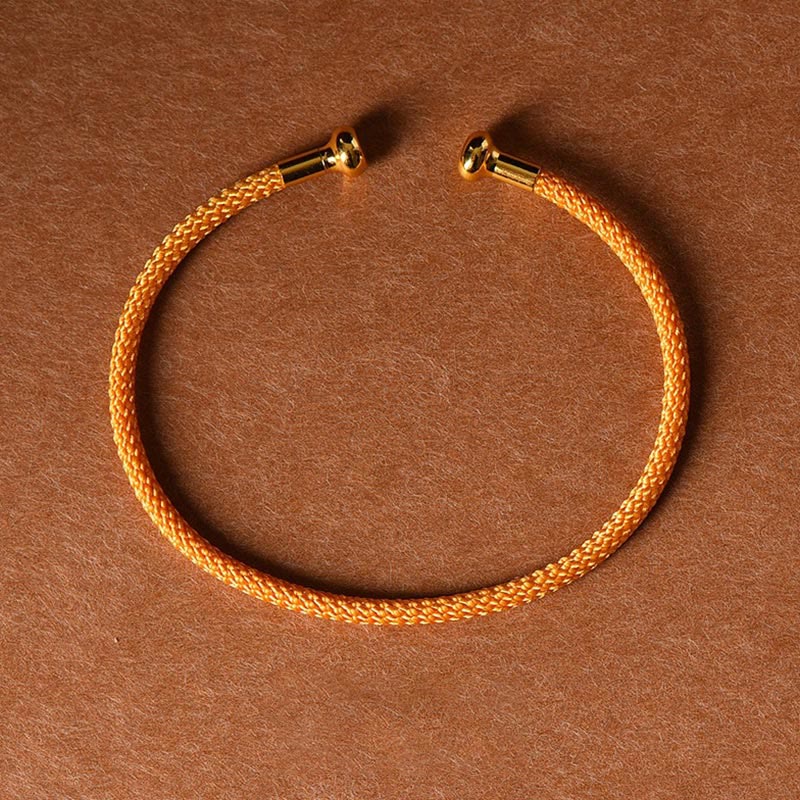 Handmade Minimalist Braided Red String Bracelet with Gold and Copper Accents