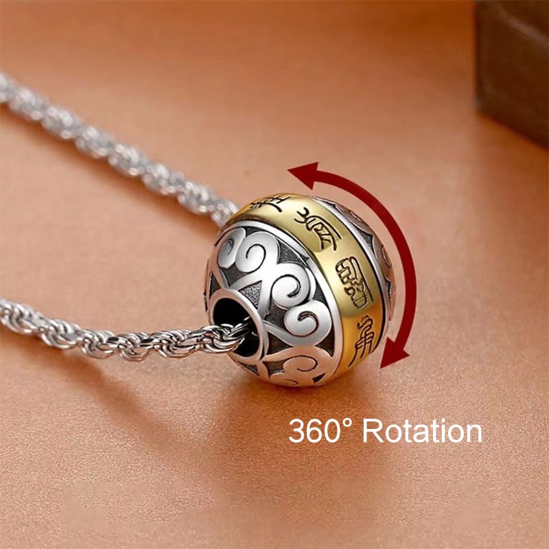 Taoist Nine-Character Mantra Engraved Amulet Balance Necklace Rotatable Pendant