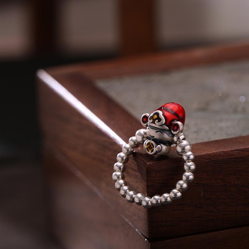 Mixed-Metal 925 Sterling Silver & Copper God of Wealth Chinese Coin Ring