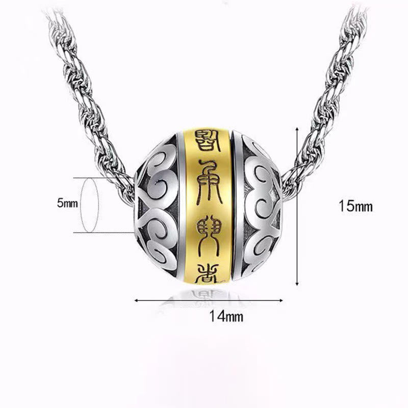 Taoist Nine-Character Mantra Engraved Amulet Balance Necklace Rotatable Pendant