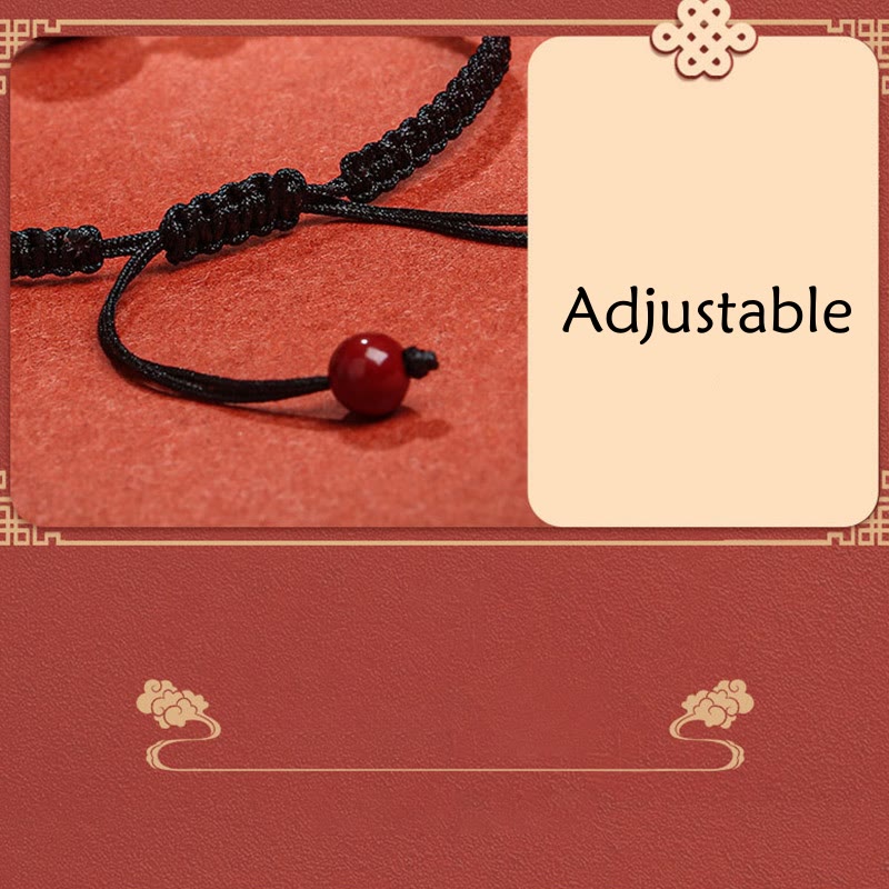 Natural Cinnabar Ping An Kou Adjustable Red String Bracelet
