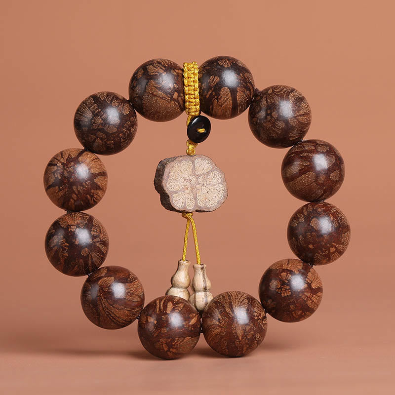 Natural Plum Blossom Wood Large Bead Meditation Bracelet