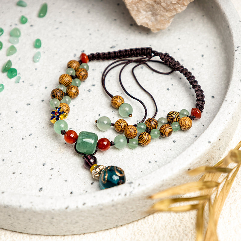 Wenge Wood Green Aventurine Balance Protection Anklet