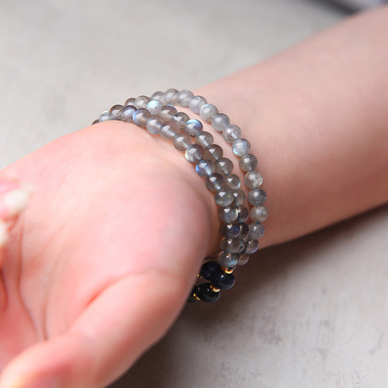 Serenity Beaded Moonstone and Lazurite Multi-Wrap Energy Bracelet