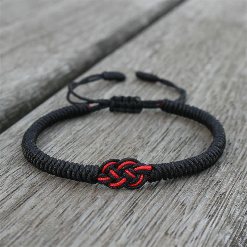 Handmade Tibetan Endless Knot Red String Bracelet Set for Couples, 2Pcs