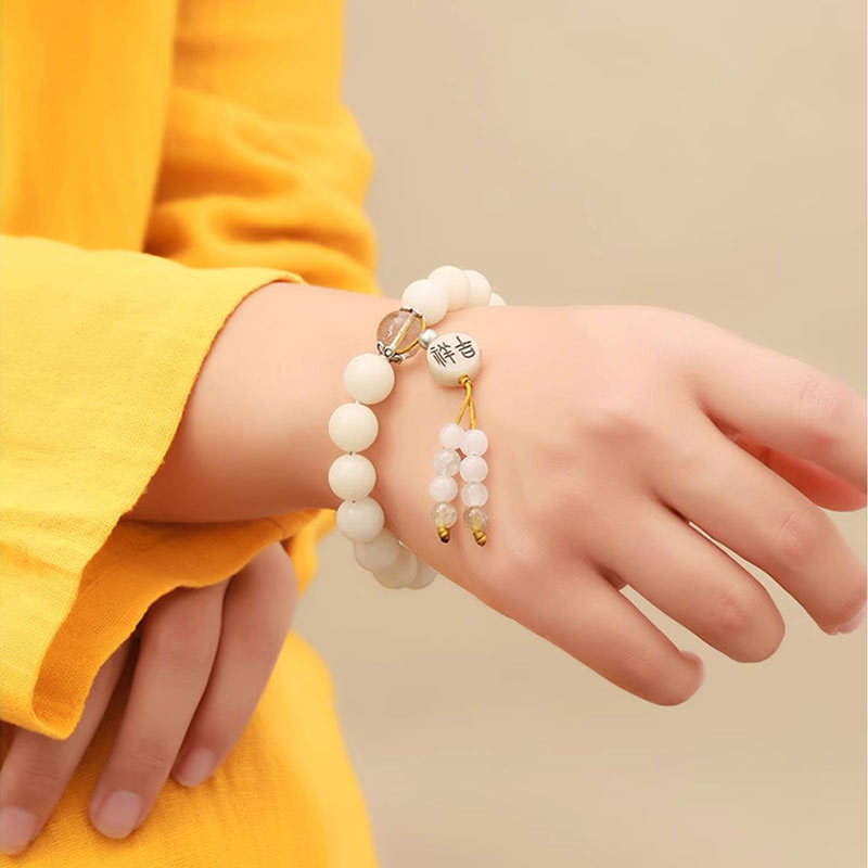 Bodhi Seed and Gemstone Meditation Wrist Mala Bracelet