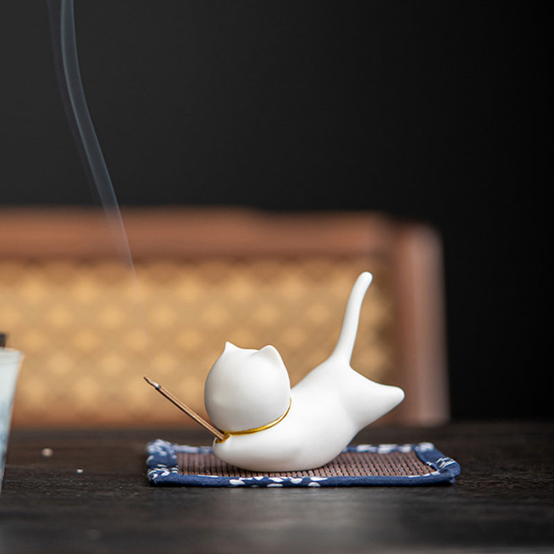 Handcrafted Ceramic Animal Figurine Incense Burner and Desktop Decoration