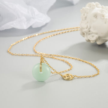 Jade Fu Character Copper Coin Peace Buckle Abundance Necklace Pendant