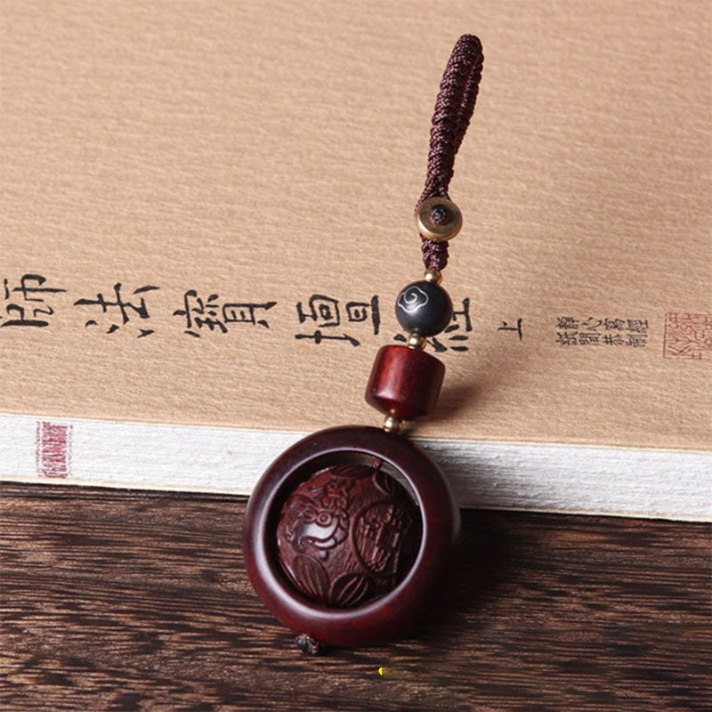 Tibetan Small Leaf Red Sandalwood Ebony Luck Protection Rotation Decoration