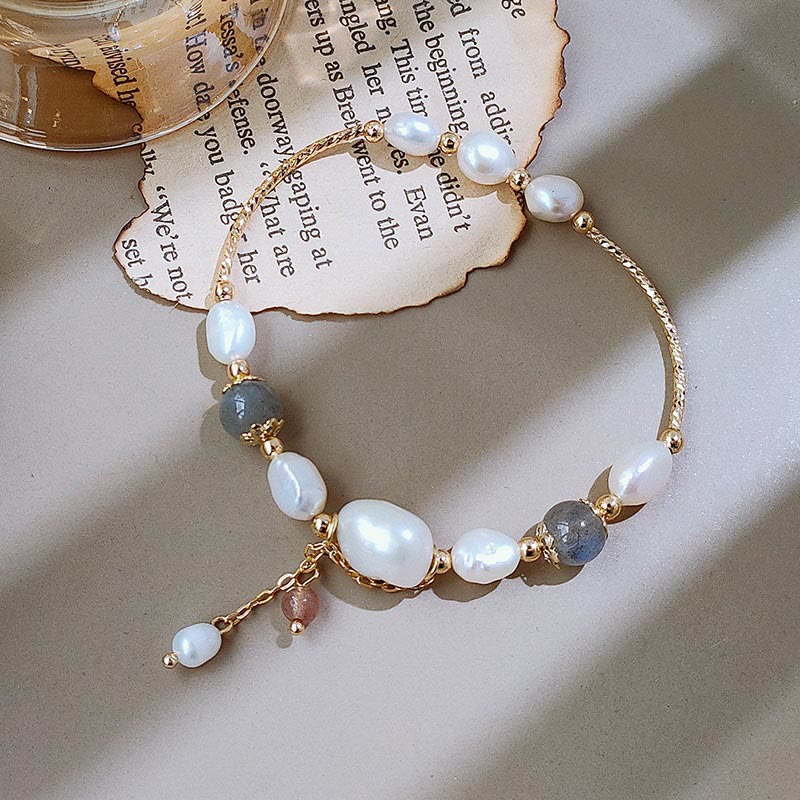 Strawberry Quartz Moonstone & Pearl Beaded Harmony Bracelet