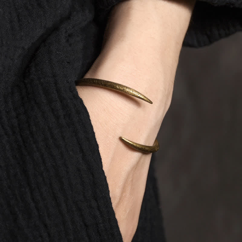 Minimalist Brass and Copper Adjustable Open Cuff Bangle Bracelet