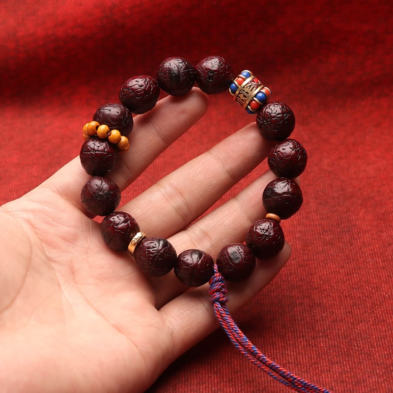 Natural Bodhi Seed Bead Tassel Bracelet with Buddha Charm