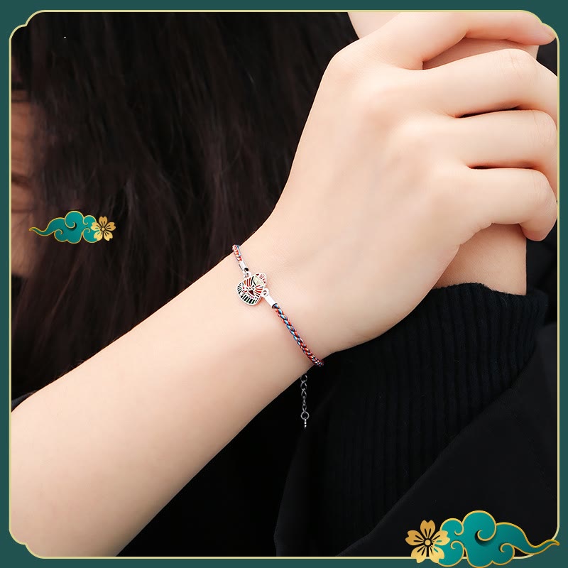 Handcrafted 925 Sterling Silver Zongzi Pattern Multicolored Red String Bracelet