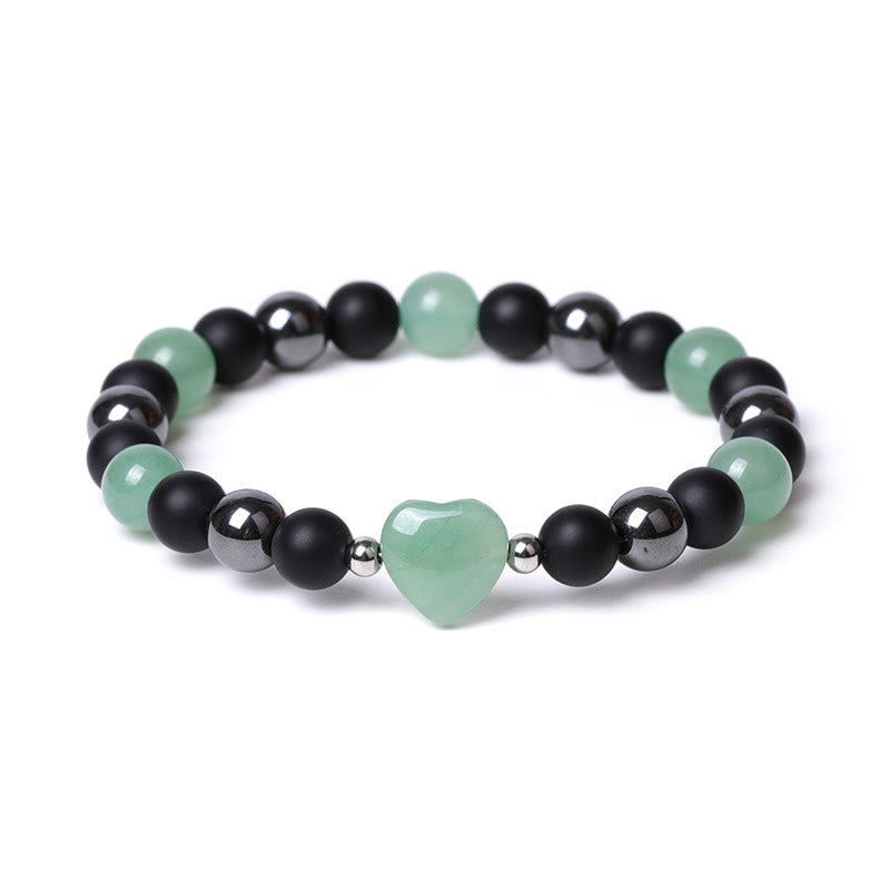 Black Onyx Tiger Eye Stone Crystal Love Heart Protection Bracelet