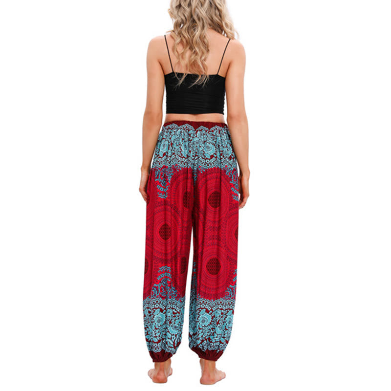 Breathable Smocked Floral Print Mindful Movement Harem Pants
