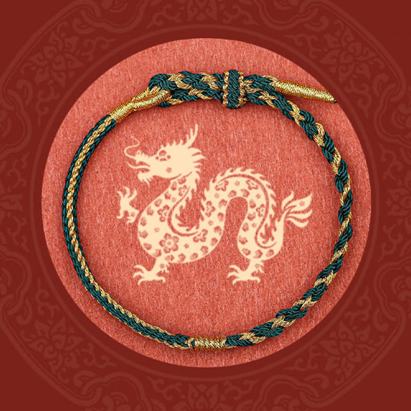 Handmade Chinese Zodiac Braided Red String Bracelet: Dragon Rabbit Rat Horse Rooster