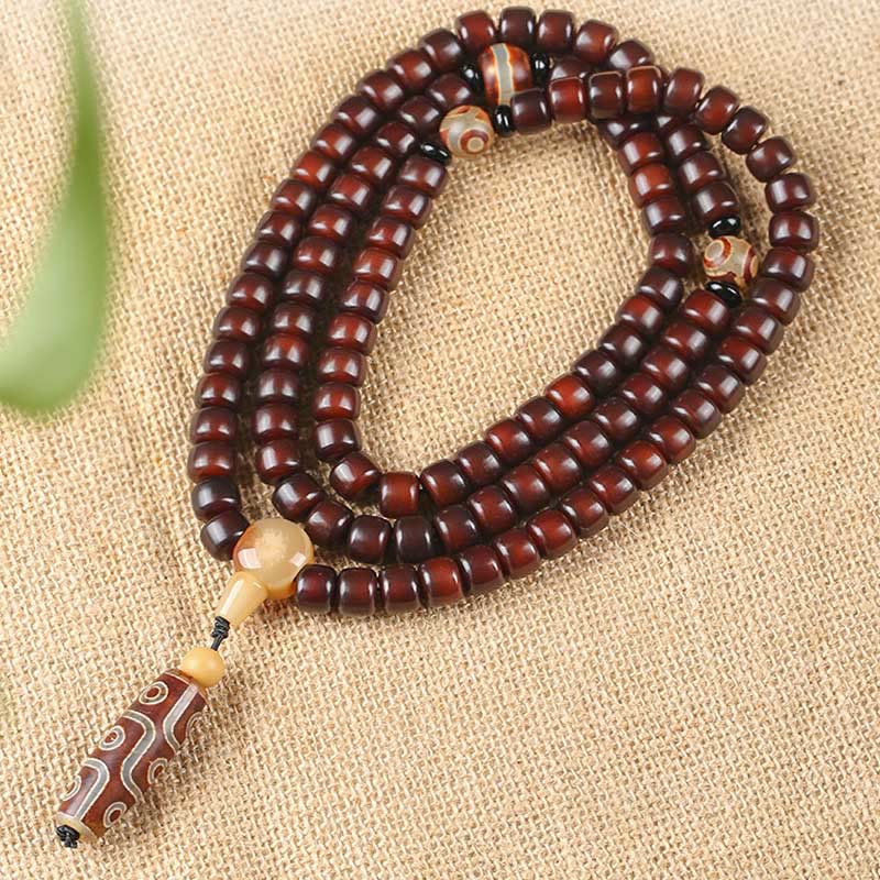 108 Mala Beads Three-eyed Dzi Bead Nine-eye Dzi Bead Jade Luck Bracelet