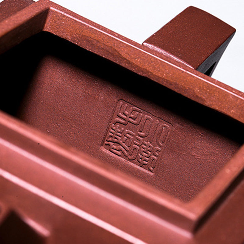 Yixing All Handmade Gomoku Playing Chess Purple Clay Kung Fu Square Teapot 280ml