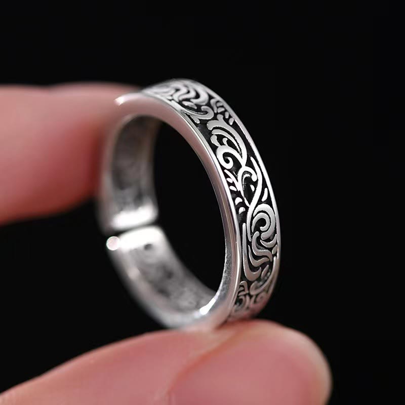 Tang Dynasty Flower Design Copper Luck Adjustable Ring
