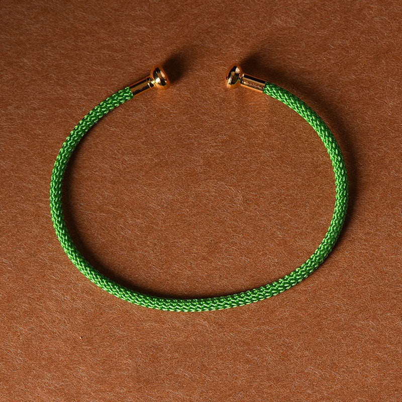 Handmade Minimalist Braided Red String Bracelet with Gold and Copper Accents