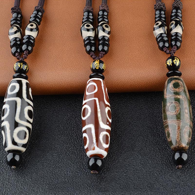 Nine-Eye Dzi Bead Wealth Protection Necklace