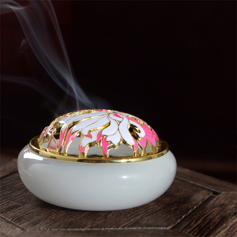 Handcrafted Liuli Crystal Nine-Tailed Fox Meditation Incense Burner
