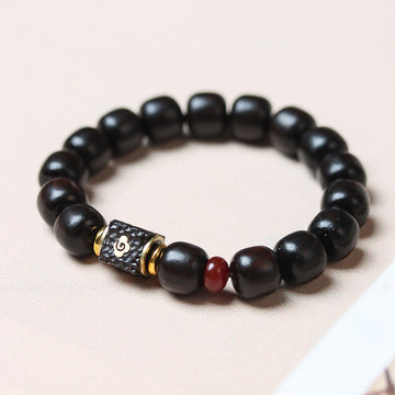 Ebony Wood Auspicious Clouds Engraved Calm Bracelet
