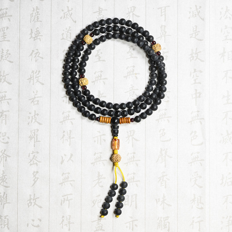 Tibetan Mala Cypress Bodhi Seed Red Agate Healing Bracelet