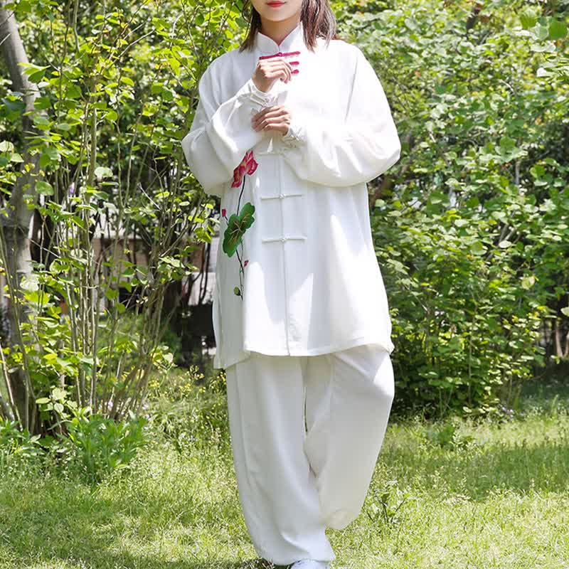 Lotus Print Flowing Qi Gong Meditation Two-Piece Set