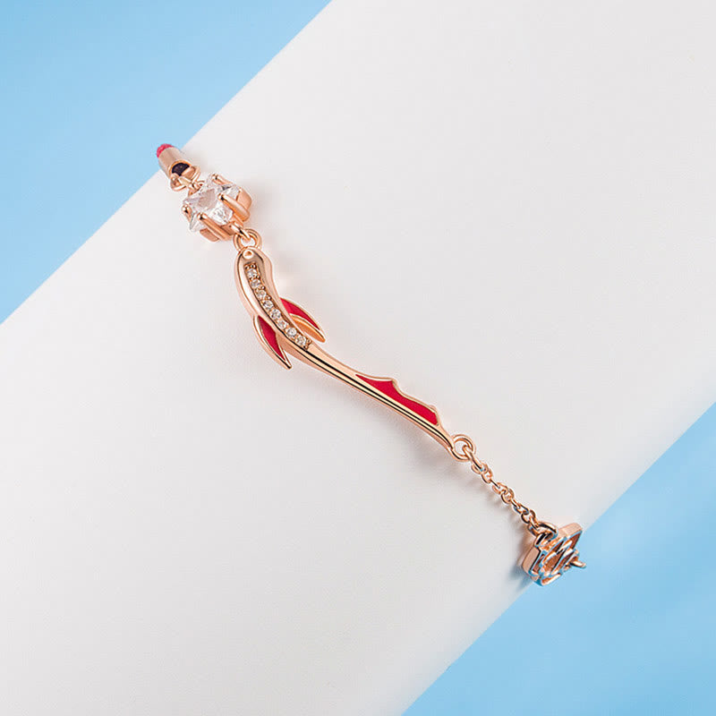 925 Sterling Silver Luck Koi Fish Lotus Star Braided Red String Bracelet