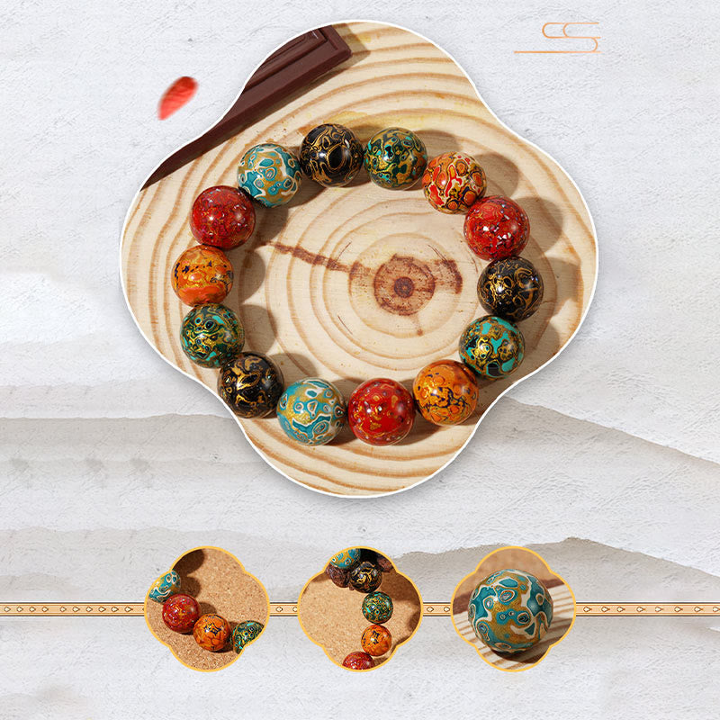 Natural Multicolored Lacquer Beads Calm Bracelet
