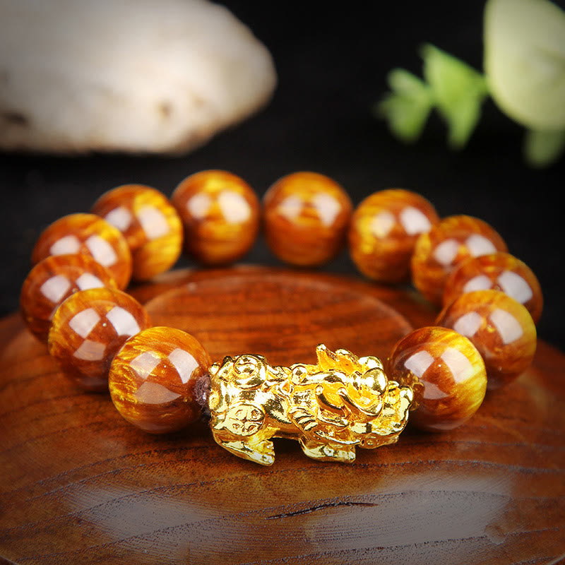 Lucky Golden Tiger Eye Abundant Pixiu Bracelet