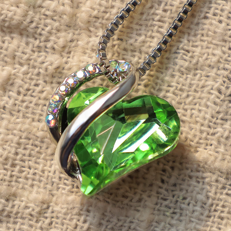 Love Heart Birthstone Healing Energy Necklace Pendant