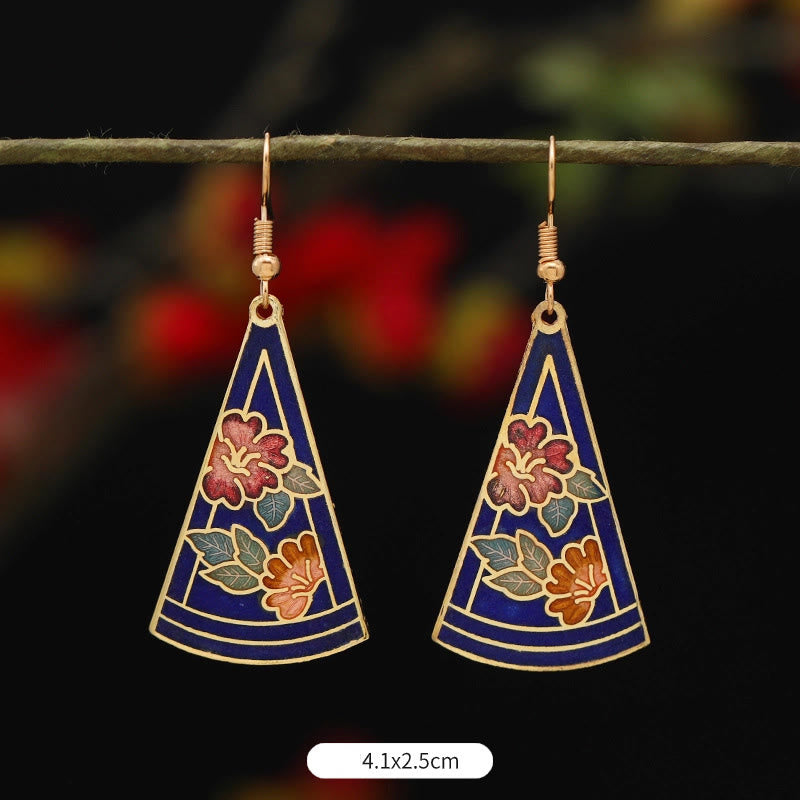 Artistic Copper Alloy Lotus Butterfly and Flower Motif Drop Earrings