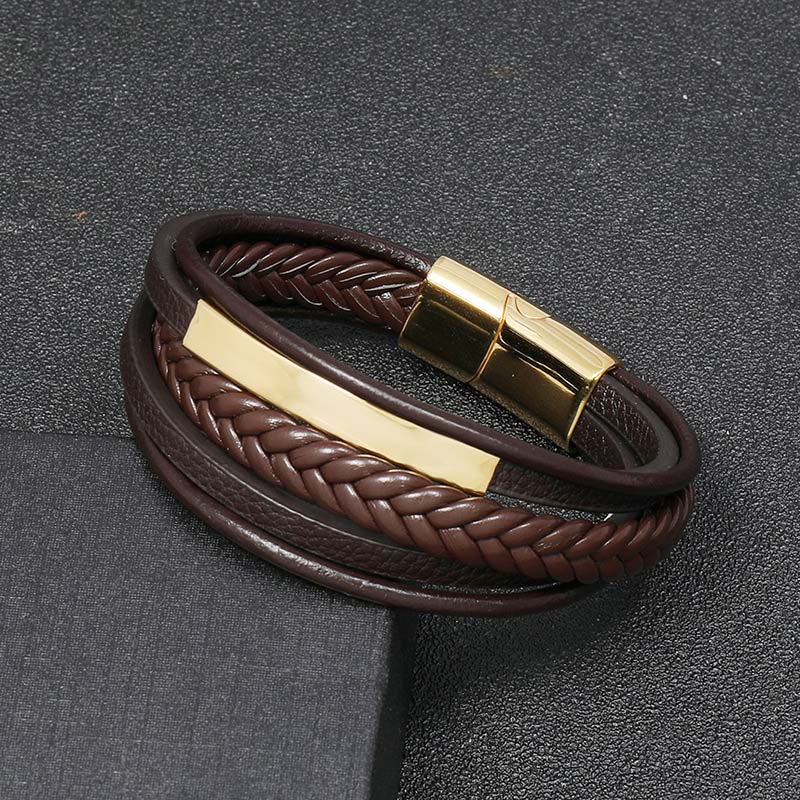 Minimalist Titanium Steel and Leather Unisex Bracelet for Daily Grounding