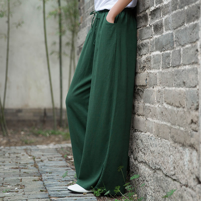 Plain Wide Leg Pants Dance Women's Yoga Pants With Pockets