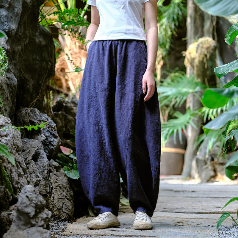 Solid Color Loose Yoga Harem Pants With Pockets