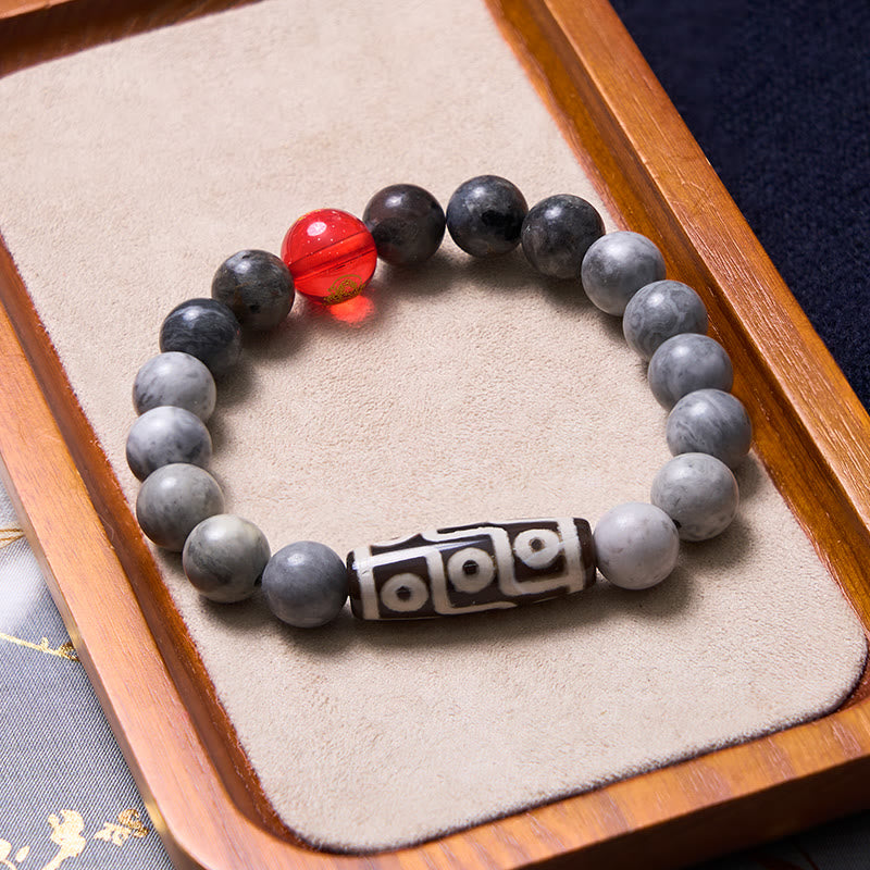 Tibetan Nine-Eye Dzi Bead Picasso Jasper Positive Bracelet