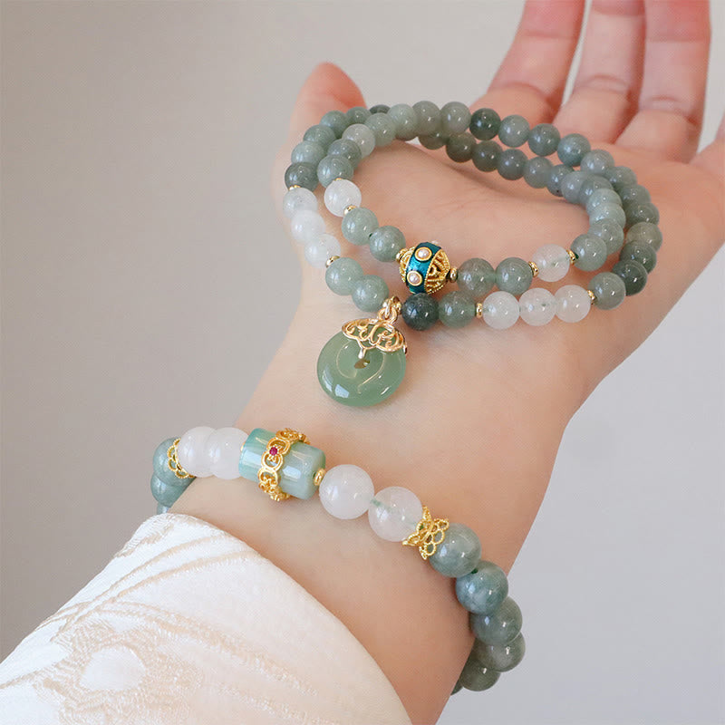 Single Double Layer Jade Peace Buckle Luck Bracelet