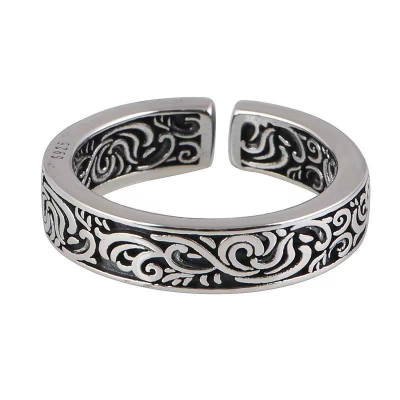 Tang Dynasty Flower Design Copper Luck Adjustable Ring