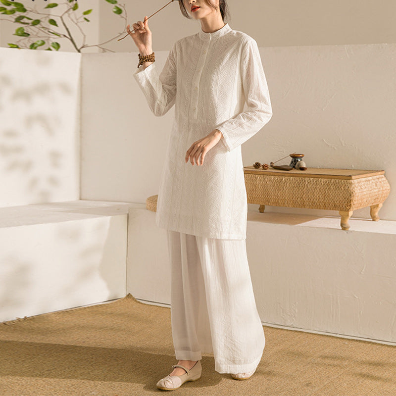 Breathable Cotton Two-Piece Long Sleeve Meditation and Movement Set