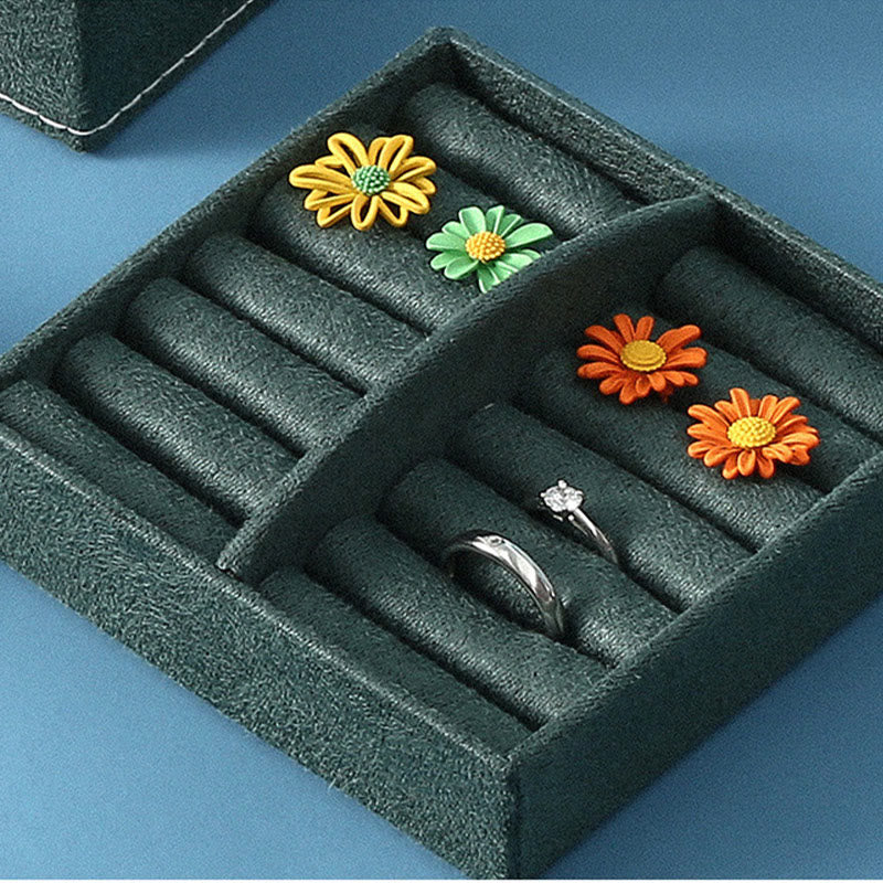 Three-Layer Flannel Jewelry Box Organizer and Storage Case