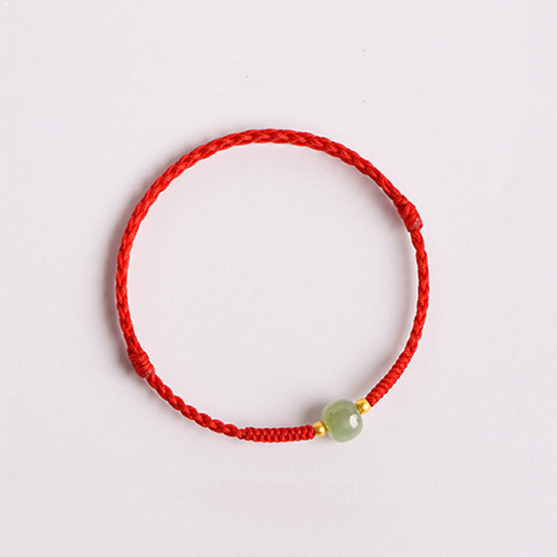 Handmade Jade Bead Braided Red String Adjustable Bracelet
