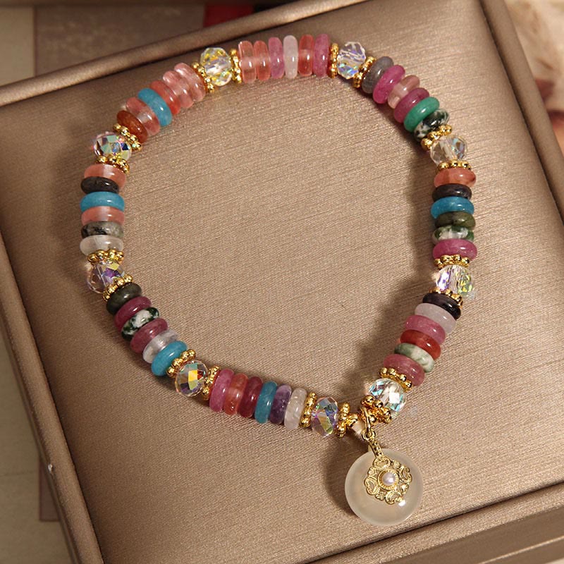 Various Crystal Peace Buckle Auspicious Bracelet