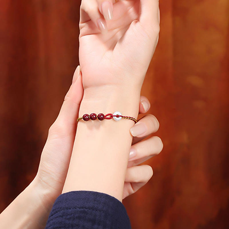 Natural Cinnabar Jade Peace Buckle Blessing Bracelet