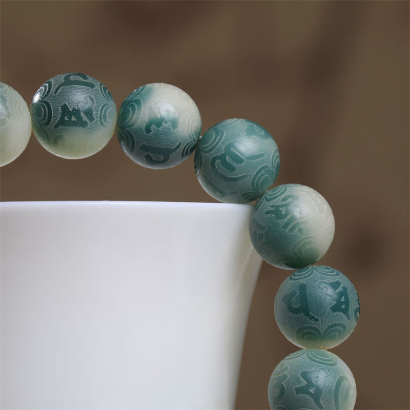Engraved Bodhi Seed Om Mani Padme Hum Mantra Unisex Bracelet