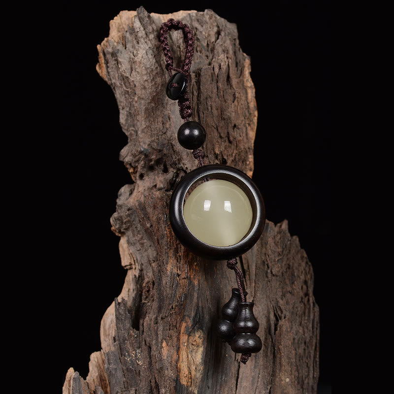 Red Sandalwood Ebony Wood Green Sandalwood Luminous Lucky Bead Gourd Peace Key Chain