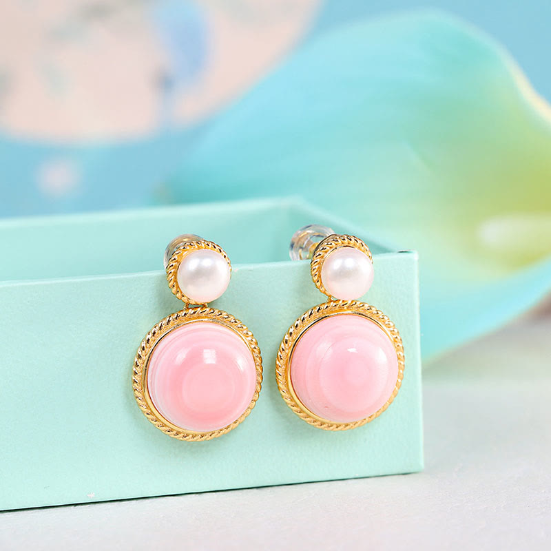 925 Sterling Silver Queen Conch Shell Pearl Luck Blessing Earrings Necklace Pendant Jewelry Set