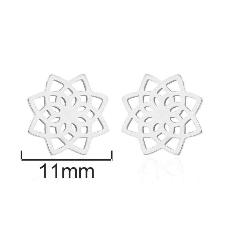 Tibetan Lotus Pattern Minimalist Stud Earrings for New Beginnings