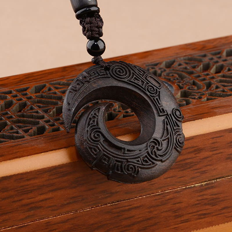 Small Leaf Red Sandalwood Ebony Wood One's Luck Improves Design Patern Protection Necklace Pendant